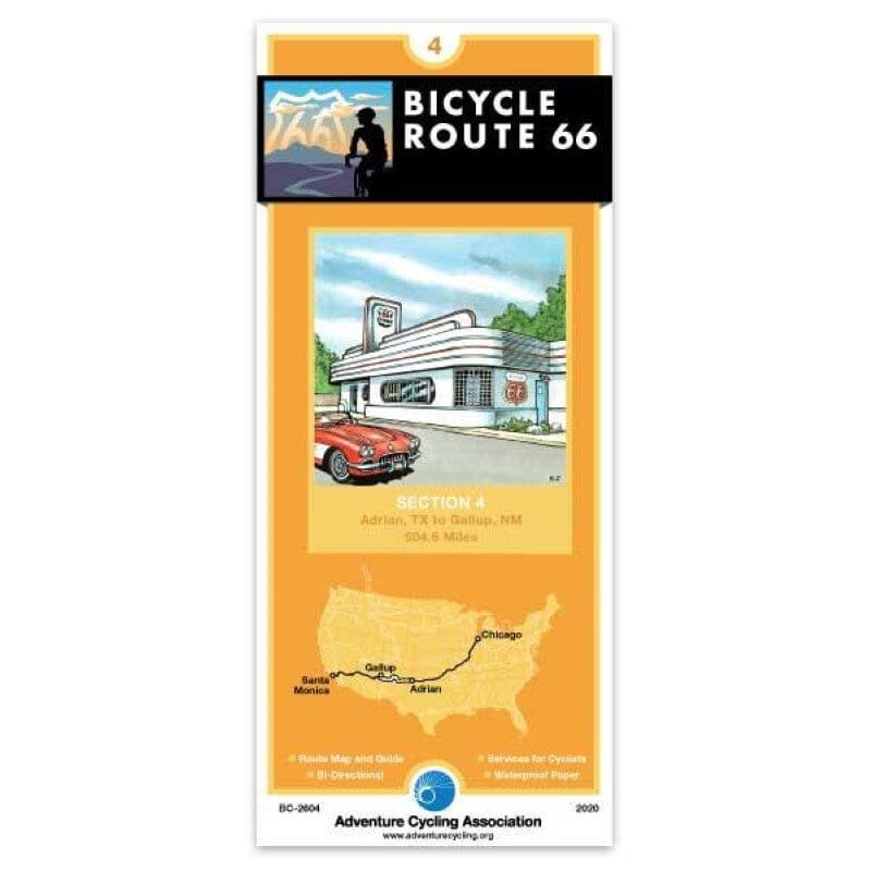 Route 66 - Bicycle Map #4 | Adventure Cycling Association carte pliée Adventure Cycling Association 