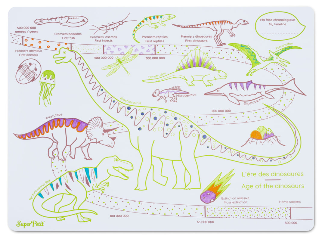 Set de coloriage en silicone réutilisable et réversible - Dinosaures (3 ans et +) | SuperPetit accessoire de voyage SuperPetit 