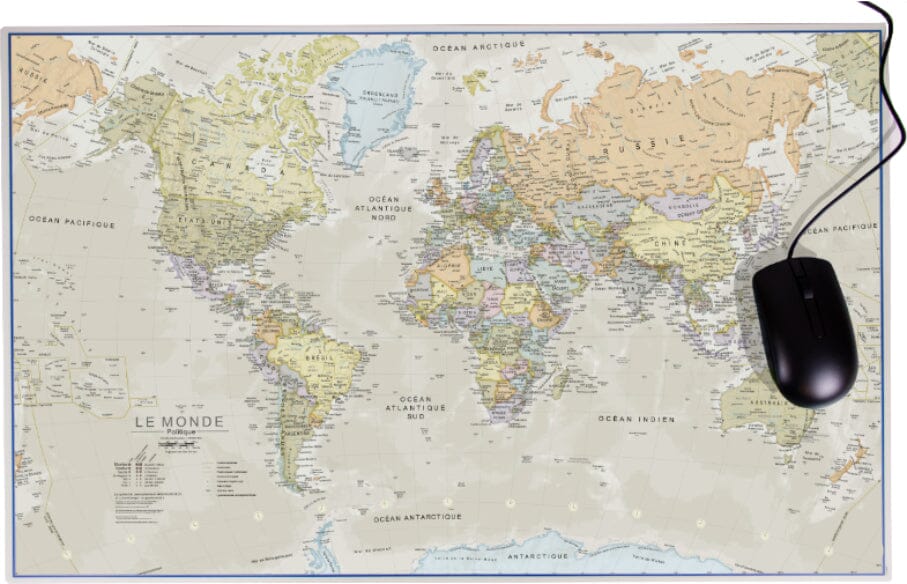 Tapis de souris / sous-mains - Planisphère de style classique (67 x 42 cm) | Maps International carte murale petit tube Maps International 