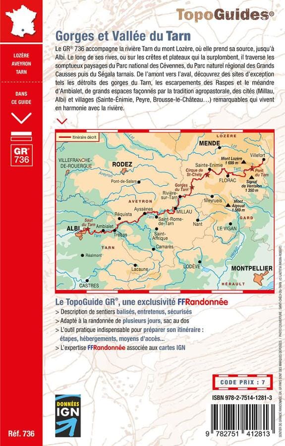Topoguide de randonnée - Gorges et Vallées du Tarn (GR736) | FFR guide petit format FFR - Fédération Française de Randonnée 