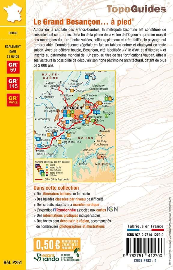 Topoguide de randonnée - Le Grand Besançon à pied, GR145, GR49 | FFR guide de randonnée FFR - Fédération Française de Randonnée 