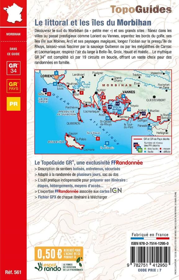 Topoguide de randonnée - Le littoral et les îles du Morbihan - GR34 | FFR guide de randonnée FFR - Fédération Française de Randonnée 