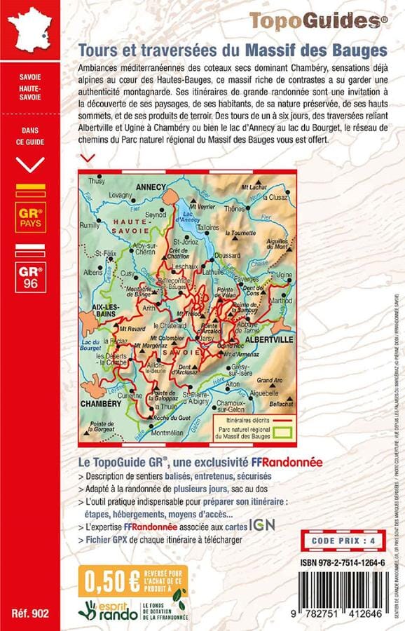 Topoguide de randonnée - Tours et traversées du massif des Bauges - GR 96 | FFR guide de randonnée FFR - Fédération Française de Randonnée 
