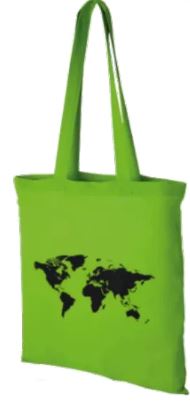 Tote bag - motif carte du monde (38 x 42 cm) accessoire de voyage Craenen vert 