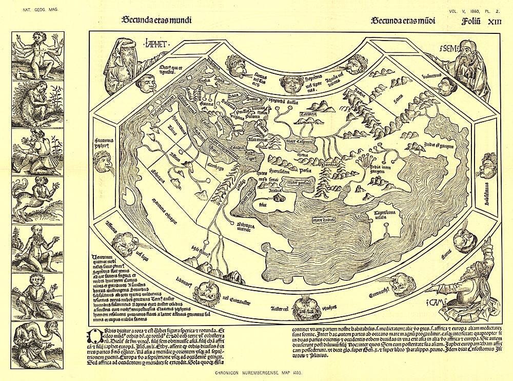 1893 Chronicon Nurembergense 1493 Map Wall Map 