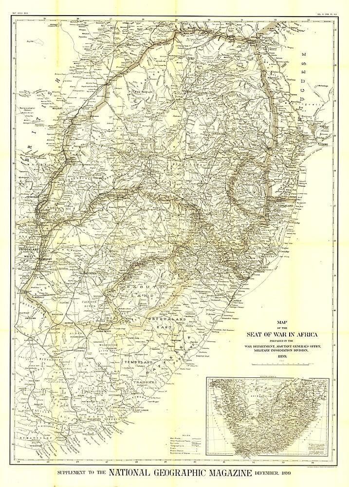 1899 Seat of War in Africa Map Wall Map 