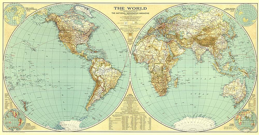 1935 World Map Wall Map 