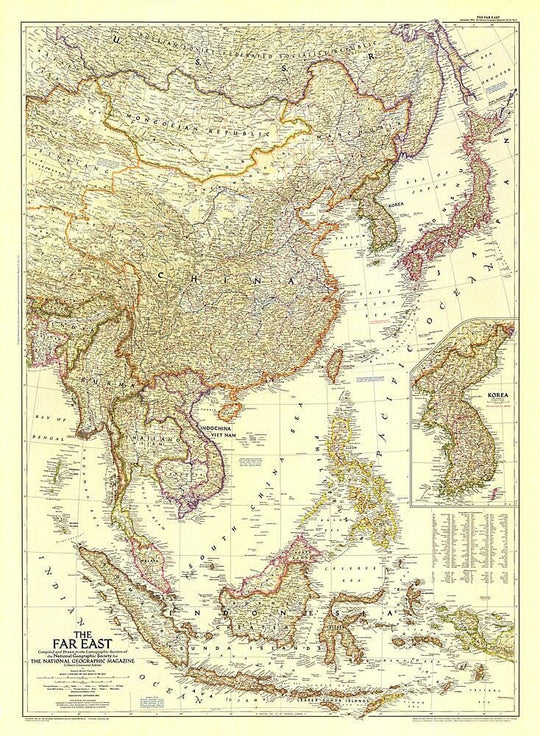 1952 Carte De Lextrême Orient La Compagnie Des Cartes Le Voyage Et La Randonnée 4883