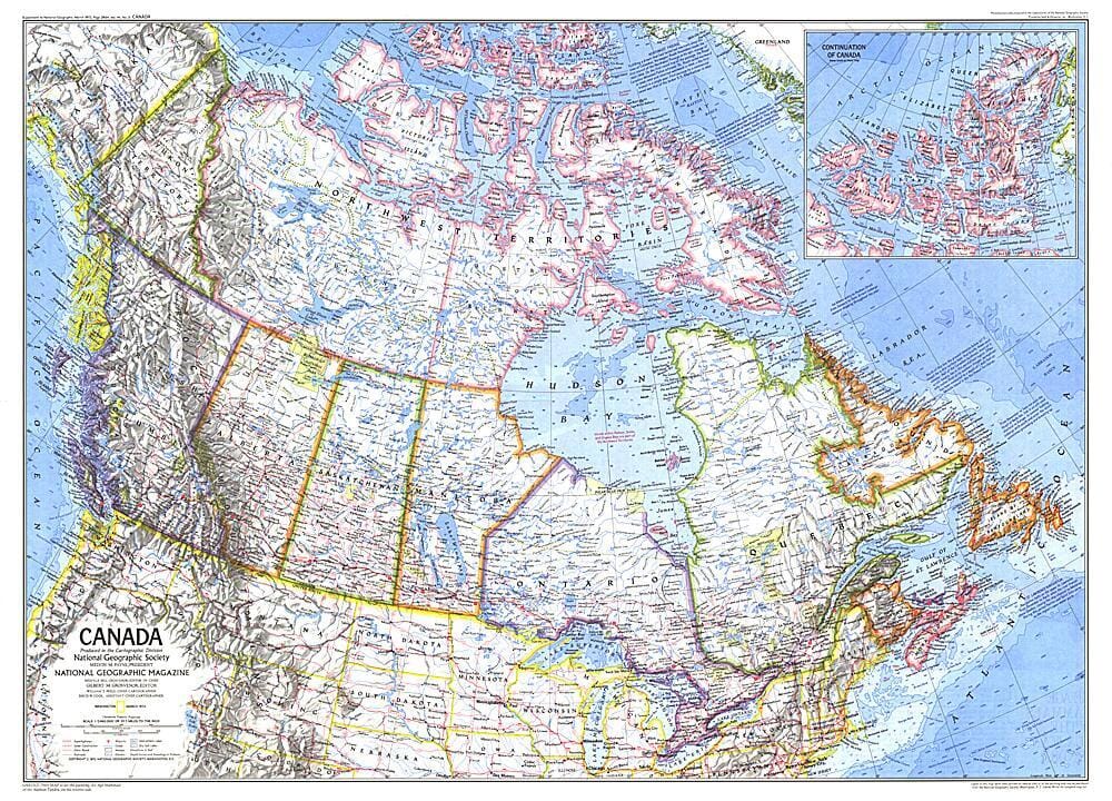 1972 Canada Wall Map 