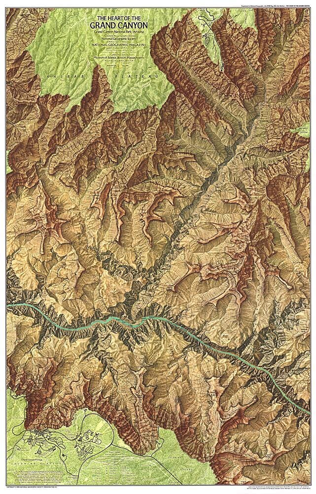 1978 Heart of the Grand Canyon Map Wall Map 