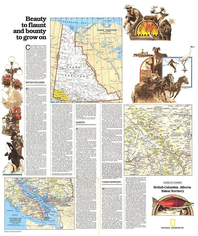 1978 British Columbia, Alberta and the Yukon Territory Theme Wall Map 