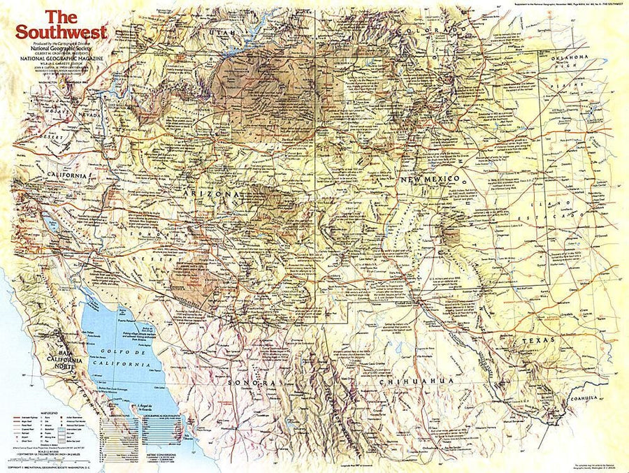 1982 Southwest Map Side 1 Wall Map 