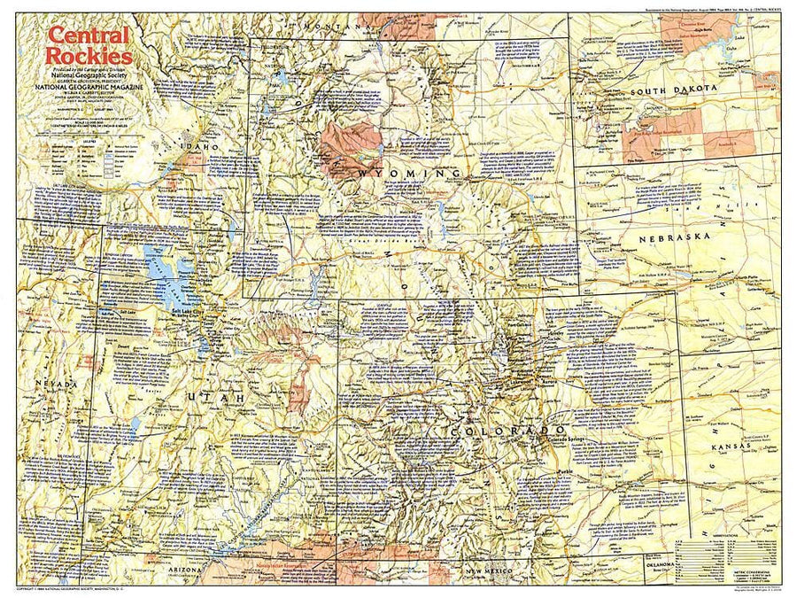 1984 Central Rockies Map Side 1 Wall Map 