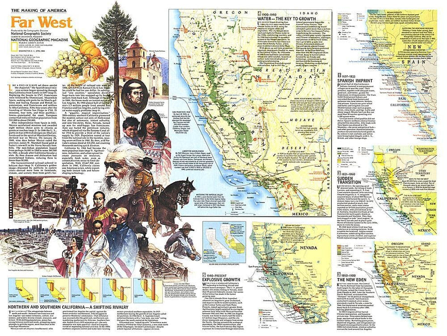 1984 Making of America, Far West Theme Wall Map 