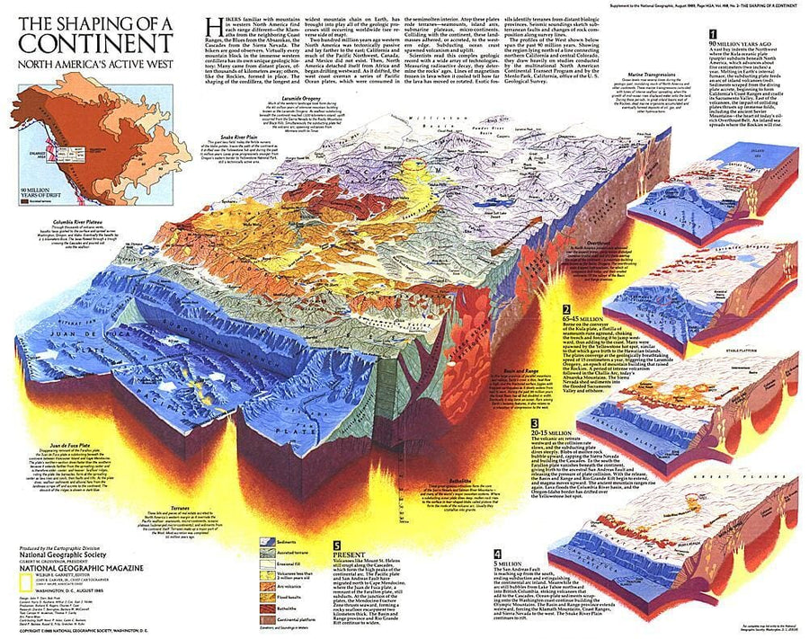 1985 The Shaping of a Continent Wall Map 