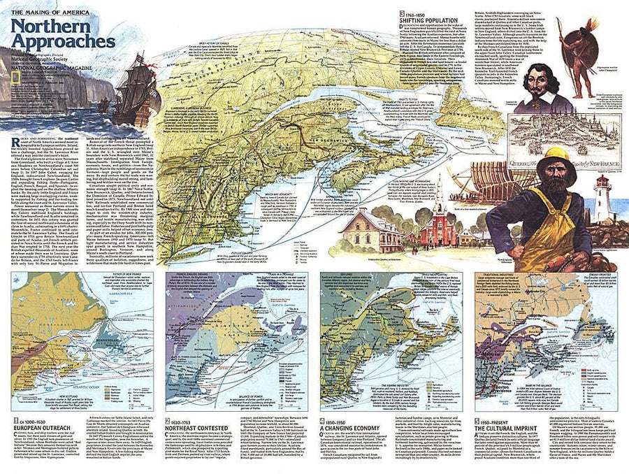 1985 The Making of America, Northern Approaches Theme Wall Map 
