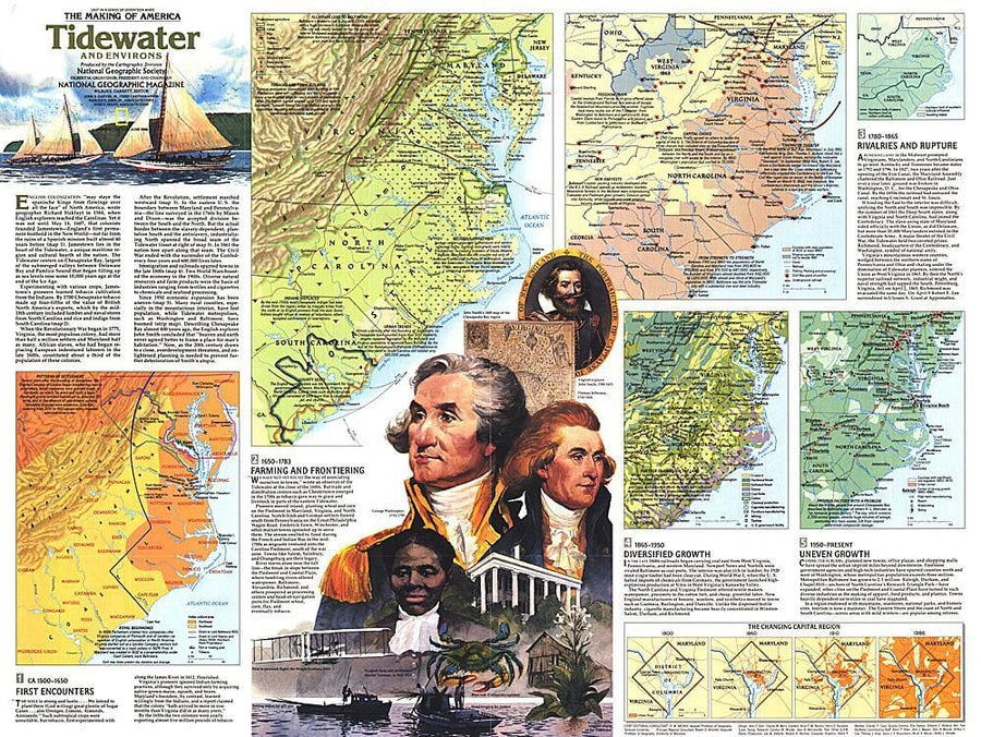 1988 Tidewater and Environs Theme Wall Map 