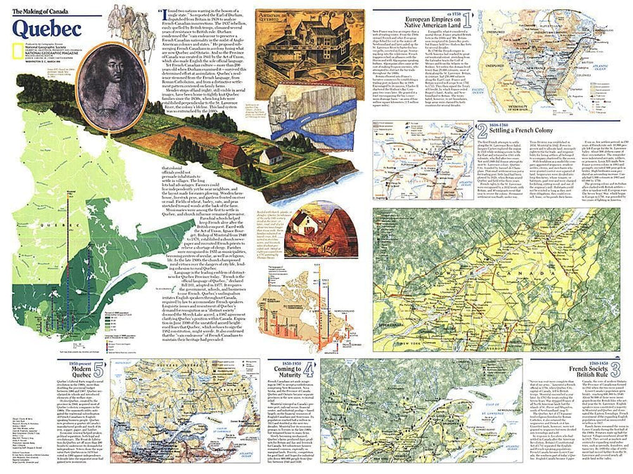 1991 The Making of Canada, Quebec Theme Wall Map 