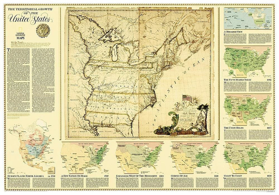 2000 United States, Territorial Growth Map Wall Map 
