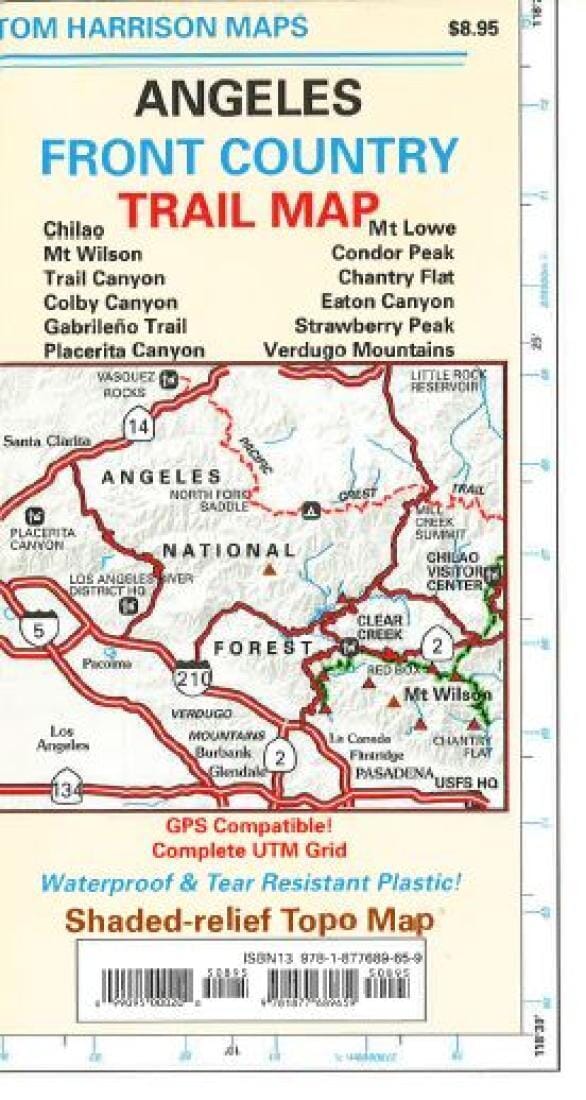 Angeles Front Country, California | Tom Harrison Maps Hiking Map 