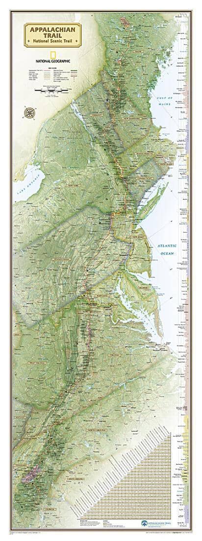 Appalachian Trail Wall Map - Boxed | National Geographic Maps Wall Map 