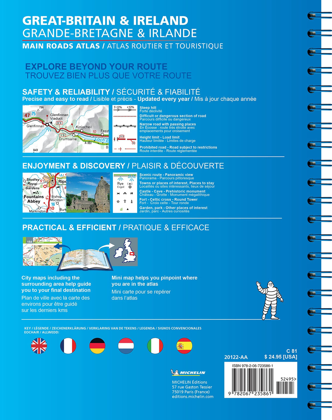 Atlas routier à spirales - Grande Bretagne & Irlande (multilingue) | Michelin atlas Michelin 