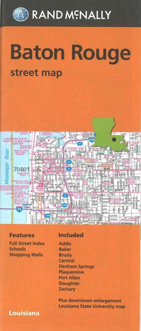Baton Rogue - Shreveport and Bossier City - Louisiana Street Map | Rand McNally Road Map 