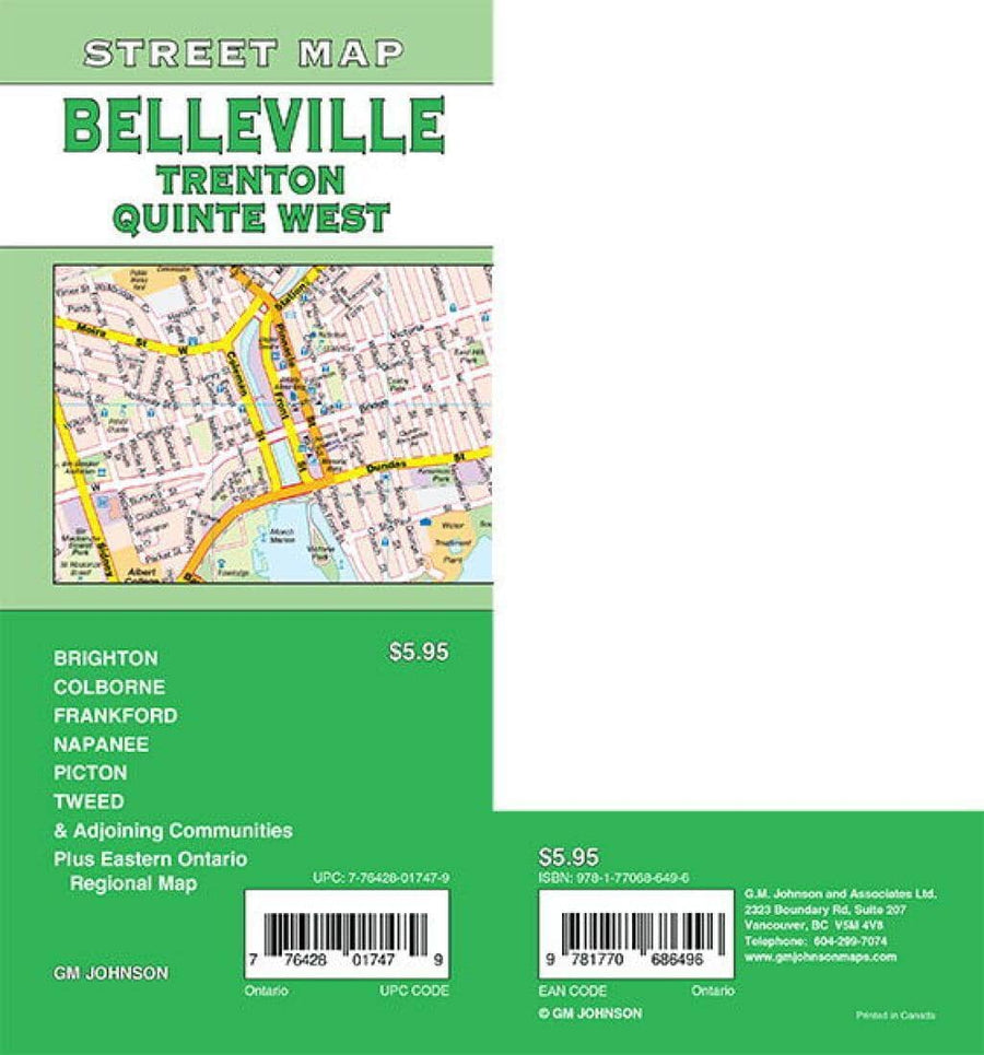 Belleville / Trenton / Quinte West - Ontario Street Map | GM Johnson Road Map 