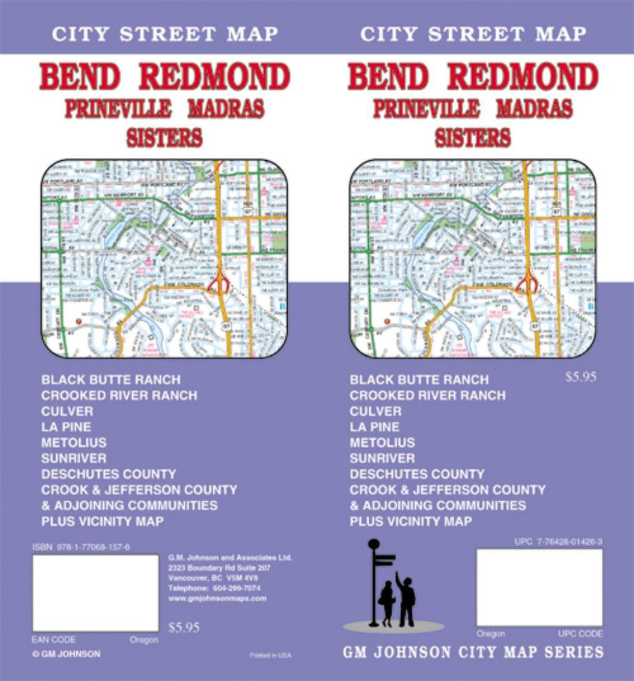 Bend : Redmond : Prineville : Madras : Sisters : city street map | GM Johnson carte pliée 