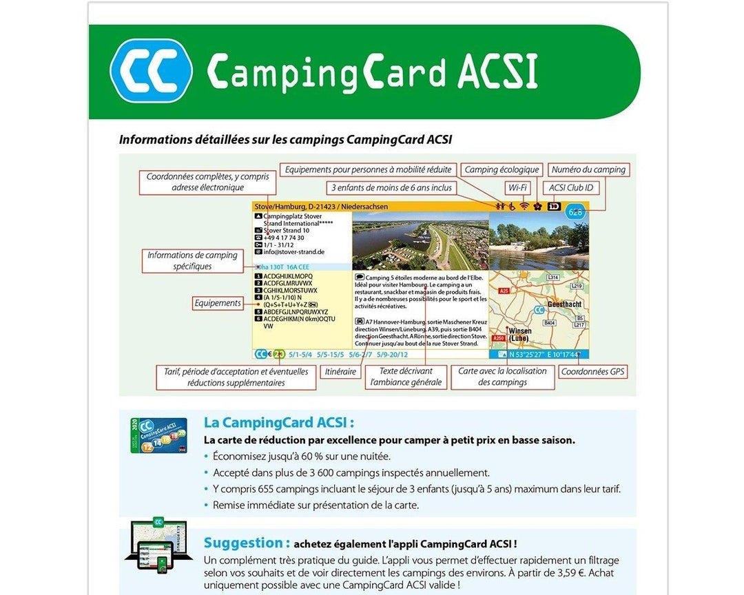 CampingCard ACSI - Carte de réductions & Guide - Europe 2024 – La