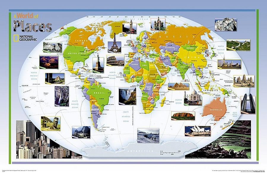 2004 World of Places Map Wall Map 