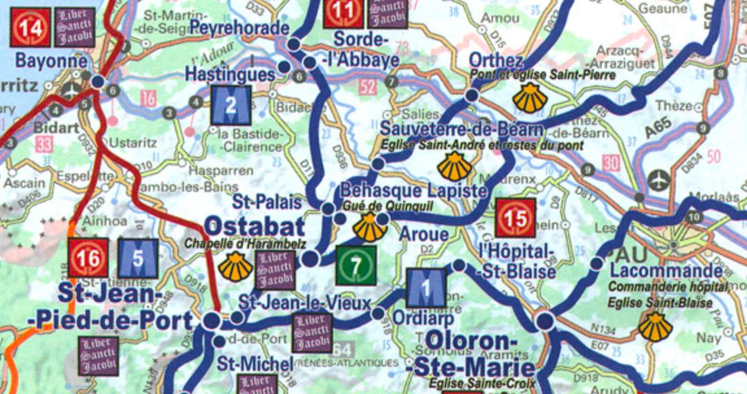 Carte - Chemins vers St-Jacques-de-Compostelle | IGN carte pliée IGN 