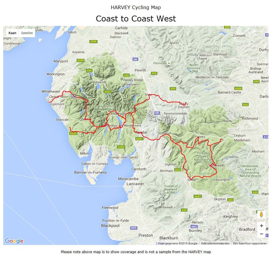 Carte cycliste - Coast to Coast Ouest XT60 | Harvey Maps - Cycling maps carte pliée Harvey Maps 