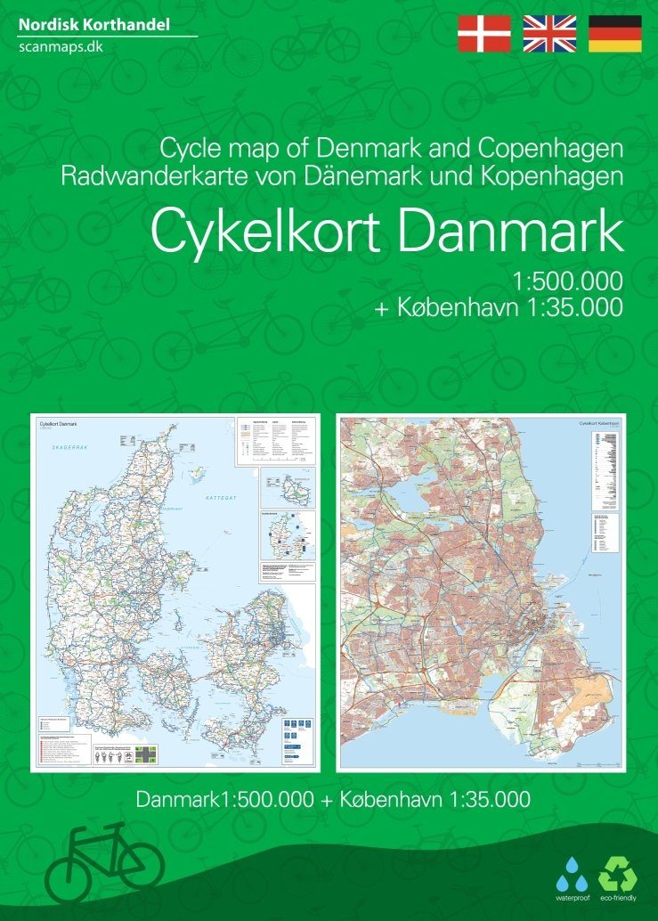 Carte cycliste du Danemark - Danemark & Copenhague | Nordisk Korthandel carte pliée Scanmaps 