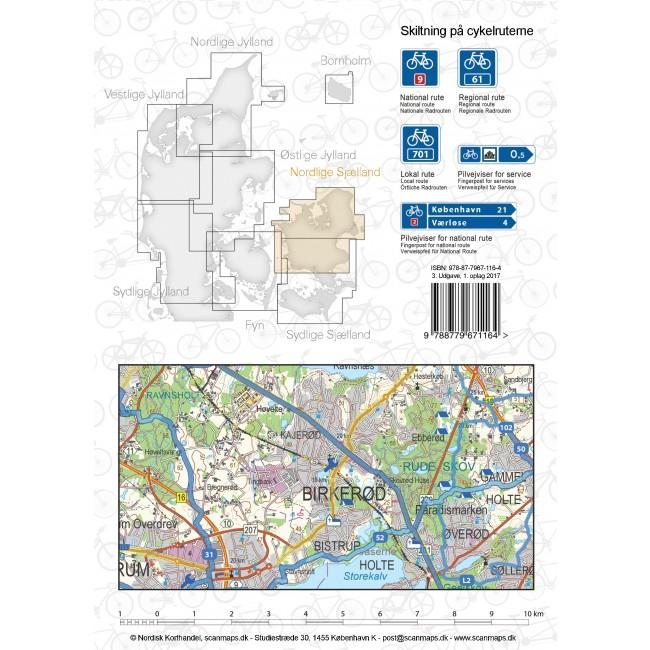 Carte cycliste du Danemark n° 1- Nord-Zélande | Nordisk Korthandel carte pliée Scanmaps 