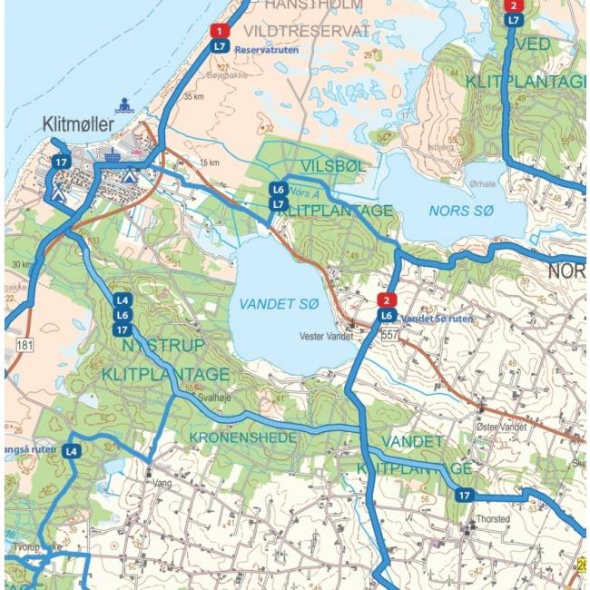Carte cycliste du Danemark n° 6 - Jutland Ouest | Nordisk Korthandel carte pliée Scanmaps 