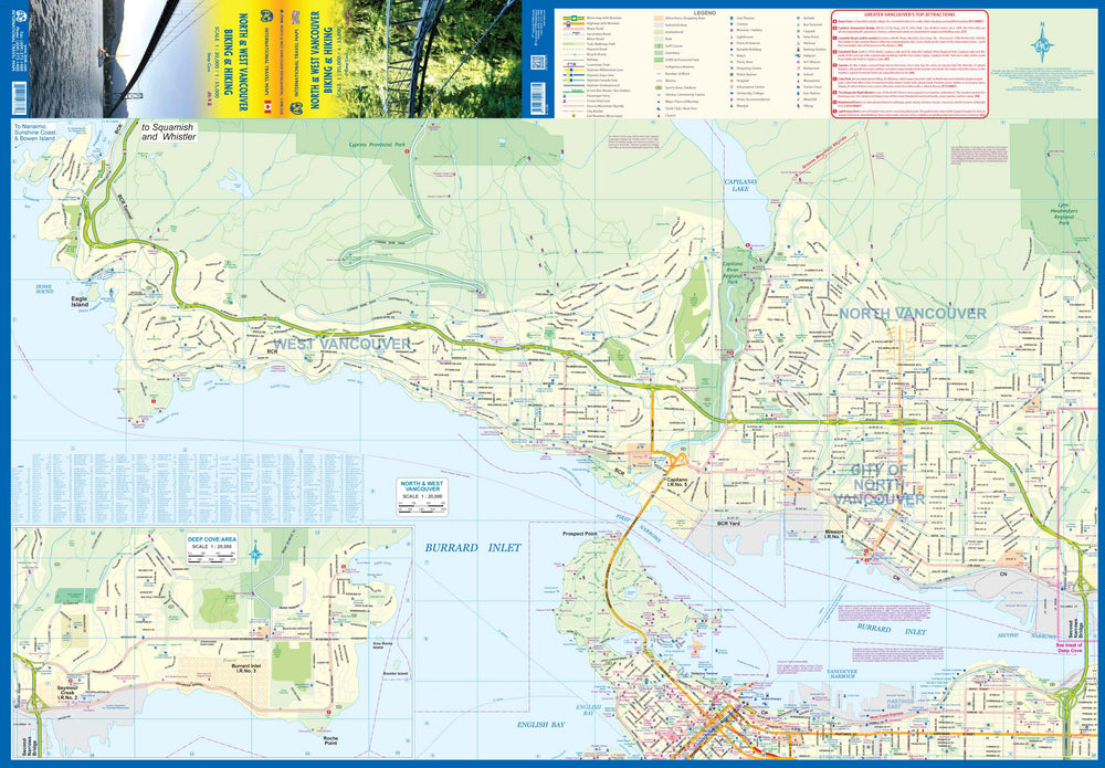 Carte cycliste et rando - Vancouver Nord et Ouest (Colombie Britannique) | ITM carte pliée ITM 