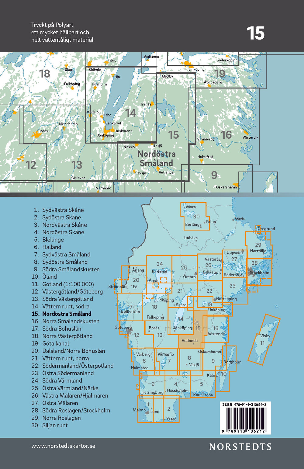 Carte cycliste n° 15 - Smaland Nord-est (Suède) | Norstedts carte pliée Norstedts 