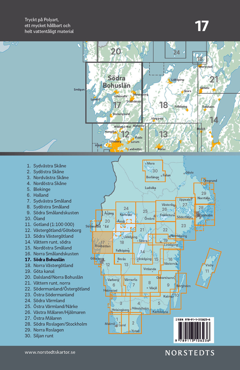 Carte cycliste n° 17 - Bohuslän Sud (Suède) | Norstedts carte pliée Norstedts 