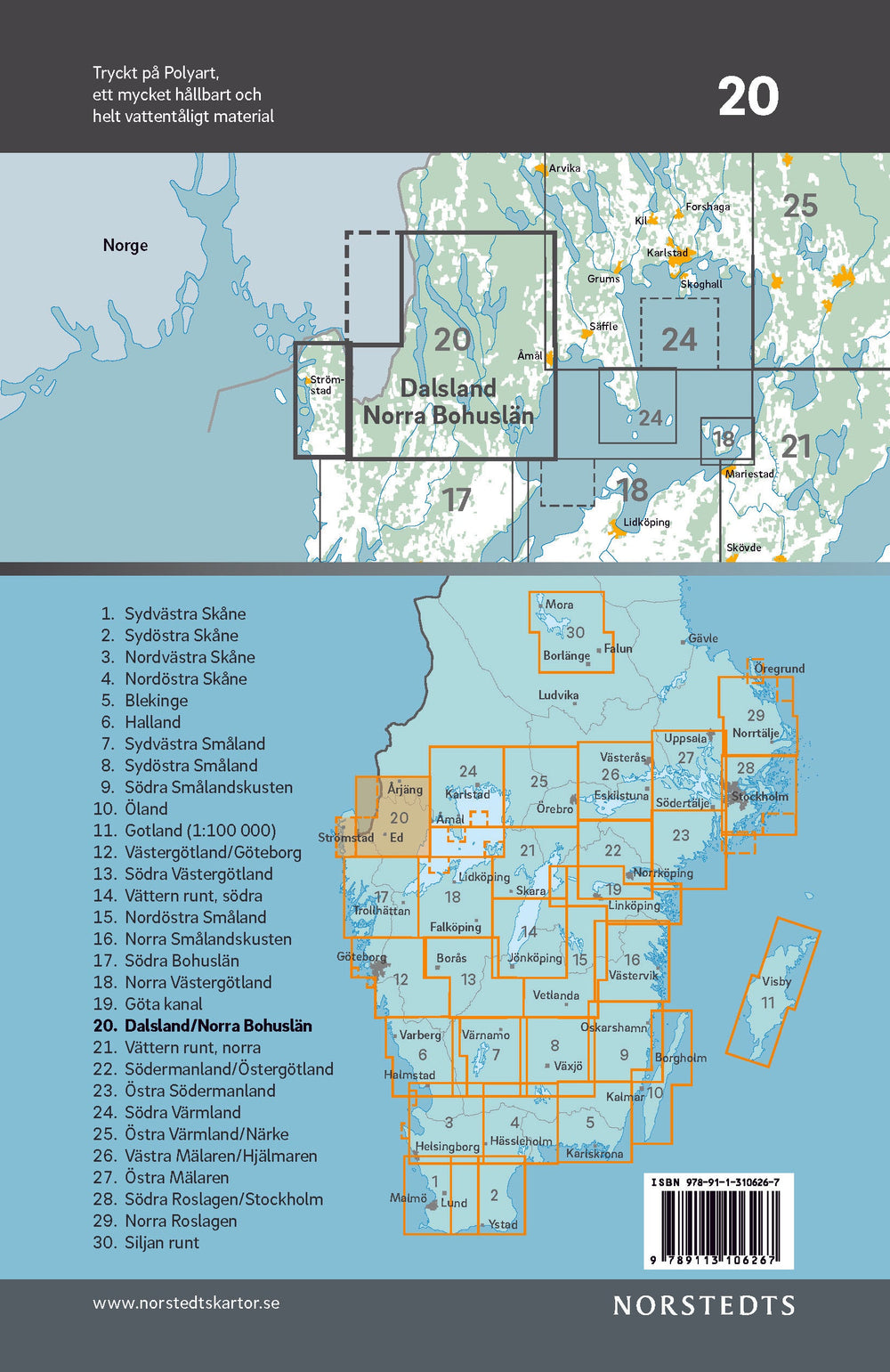Carte cycliste n° 20 - Dalsland / Bohuslän Nord (Suède) | Norstedts carte pliée Norstedts 