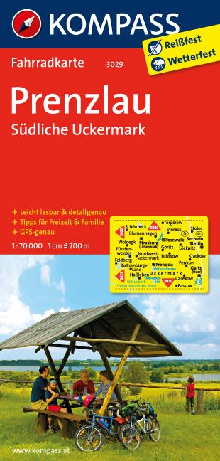 Carte cycliste n° F3029 - Prenzlau, Südliche Uckermark (Allemagne) | Kompass carte pliée Kompass 