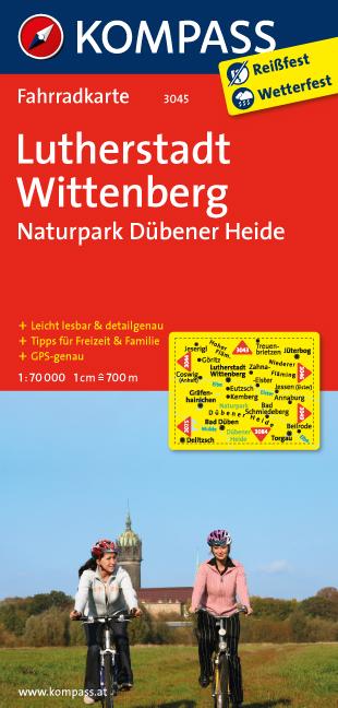 Carte cycliste n° F3045 - Lutherstadt Wittenberg, NP Dübener Heide (Allemagne) | Kompass carte pliée Kompass 