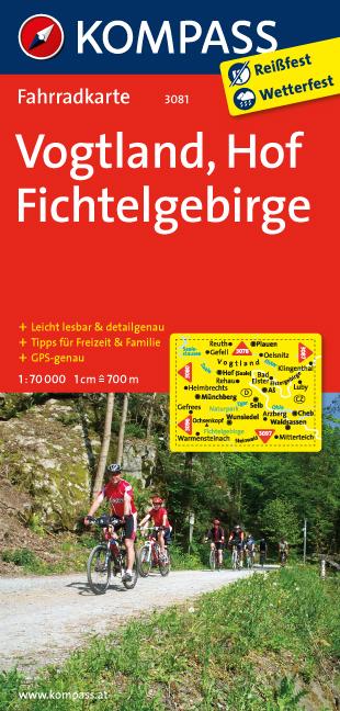 Carte cycliste n° F3081 - Vogtland /Hof, Fichtelgebirge (Allemagne) | Kompass carte pliée Kompass 