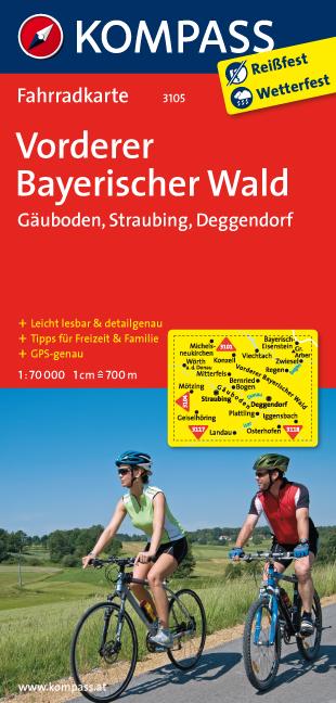 Carte cycliste n° F3105 - Bayerischer Wald, Vorderer, Gäuboden (Allemagne) | Kompass carte pliée Kompass 