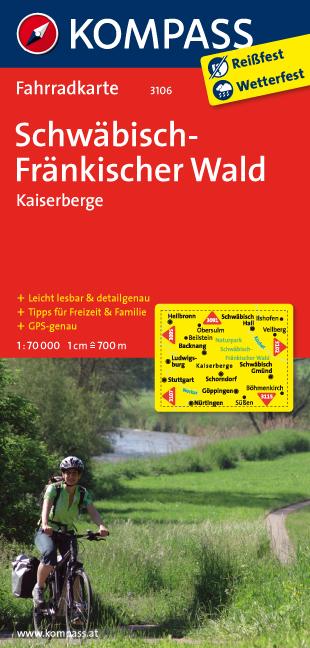 Carte cycliste n° F3106 - Schwäbisch, Fränkischer Wald, Kaiserberge (Allemagne) | Kompass carte pliée Kompass 