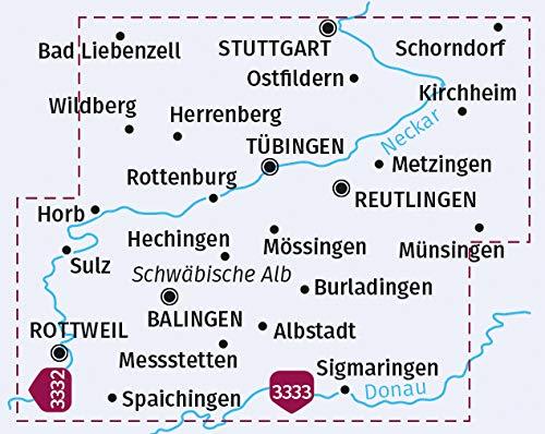 Carte cycliste n° F3331 - Stuttgarts Süden, Tübingen, Reutlingen, Neckartalweg (Allemagne) | Kompass carte pliée Kompass 