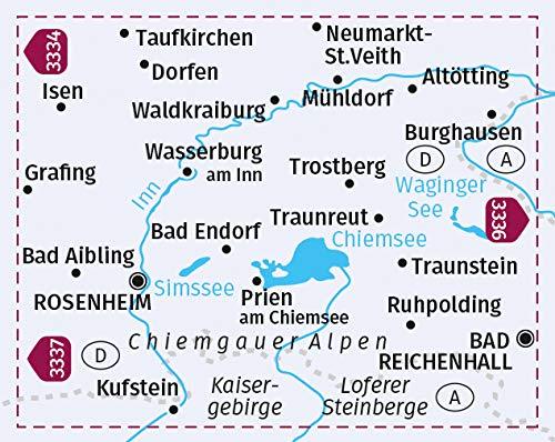 Carte cycliste n° F3335 - Chiemsee, Chiemgauer Alpen (Allemagne) | Kompass carte pliée Kompass 