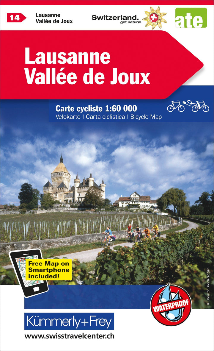 Carte cycliste n° VK.14 - Lausanne, Vallée de Joux (Suisse) | Kümmerly & Frey carte pliée Kümmerly & Frey 