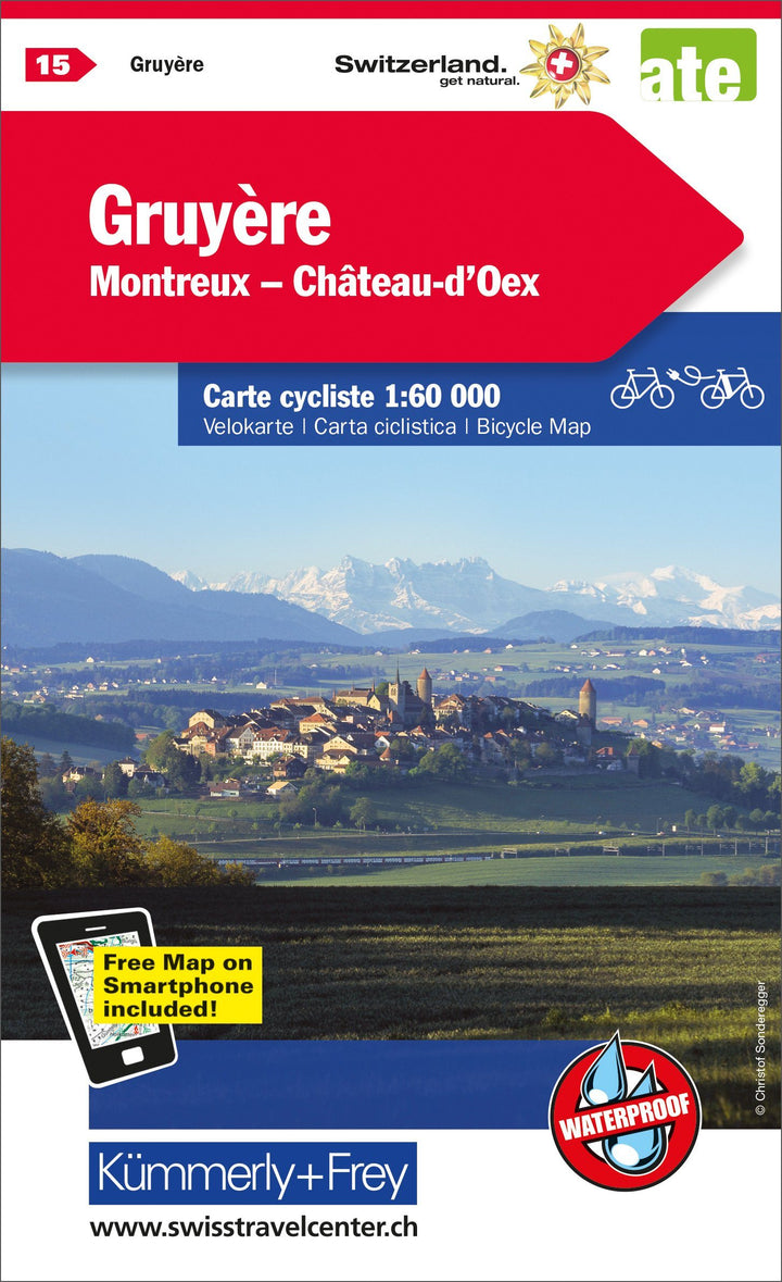 Carte cycliste n° VK.15 - Gruyère, Montreux, Gstaad (Suisse) | Kümmerly & Frey carte pliée Kümmerly & Frey 