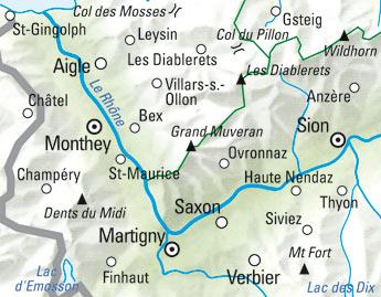 Carte cycliste n° VK.20 - Sion, Bas-Valais (Suisse) | Kümmerly & Frey carte pliée Kümmerly & Frey 